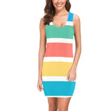 pastel lrg stripes print Medea Vest Dress (Model D06) - Objet D'Art