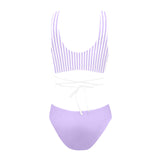 lavender solid light Cross String Bikini Set (Model S29) - Objet D'Art