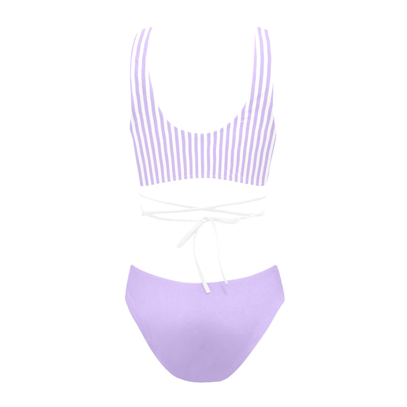 lavender solid light Cross String Bikini Set (Model S29) - Objet D'Art