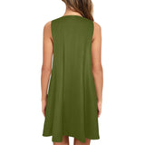 pineapple green hats Sleeveless A-Line Pocket Dress (Model D57) - Objet D'Art