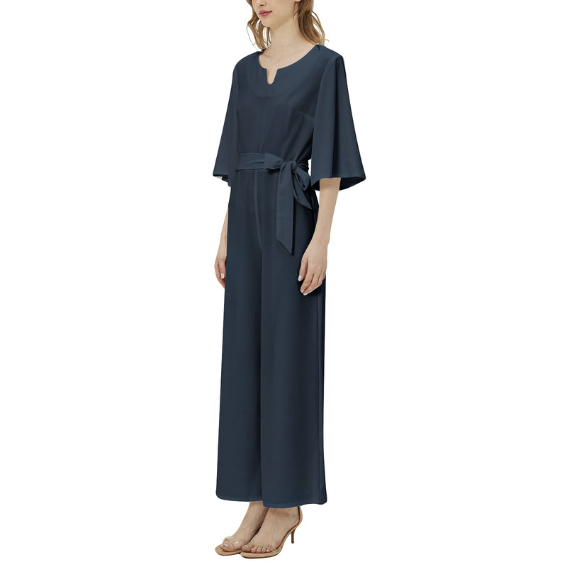 M Kemp Dolman Sleeve Belted Wide Leg Jumpsuit - Objet D'Art