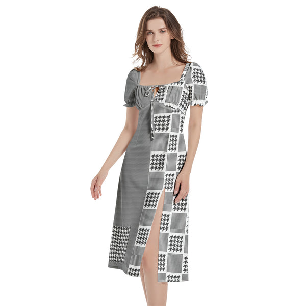 Puff Sleeve Split Thigh Midi Dress - Objet D'Art