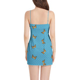 Butterfly and Polka Dots Sleeveless Square Neckline Spaghetti Strap Mini Dress - Objet D'Art