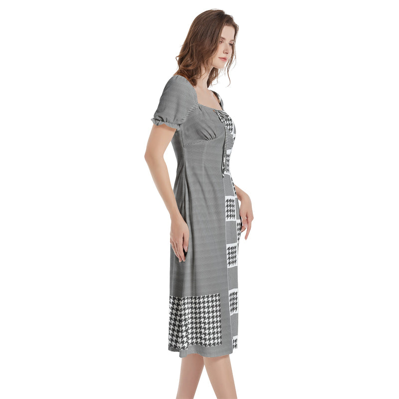Puff Sleeve Split Thigh Midi Dress - Objet D'Art