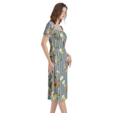 Puff Sleeve Split Thigh Midi Dress - Objet D'Art