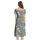Puff Sleeve Split Thigh Midi Dress - Objet D'Art