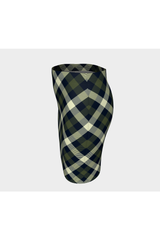 Military Chive Tartan Fitted Skirt - Objet D'Art