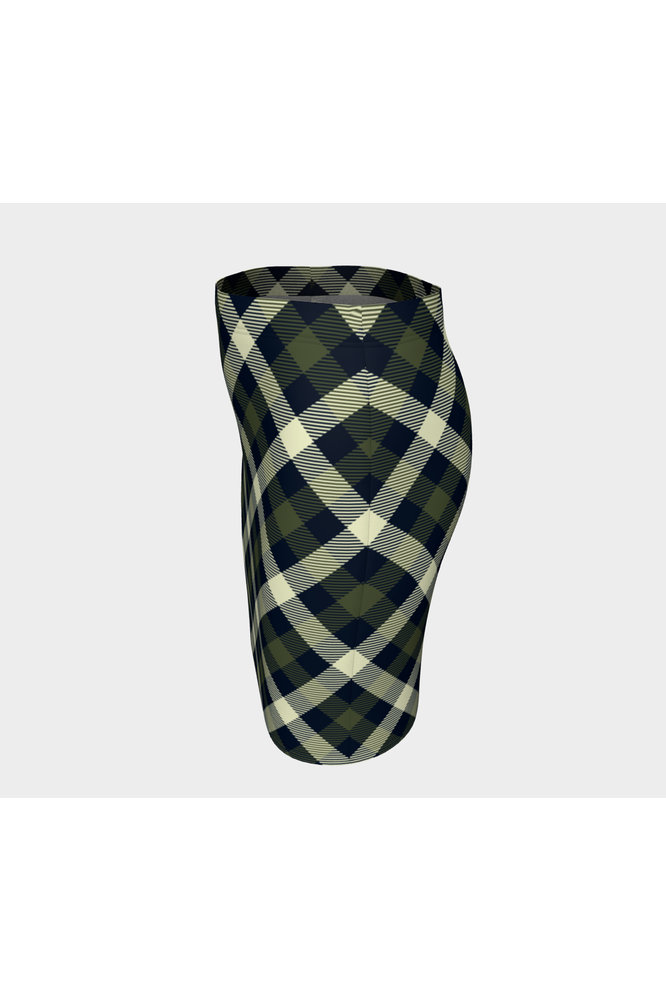 Military Chive Tartan Fitted Skirt - Objet D'Art