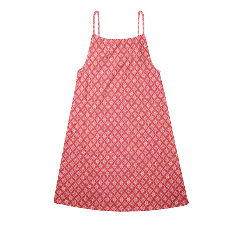 HEART PATTERN PRINT 2 Drawstring Neck Sleeveless Dress (Model D68) - Objet D'Art