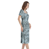 Puff Sleeve Split Thigh Midi Dress - Objet D'Art