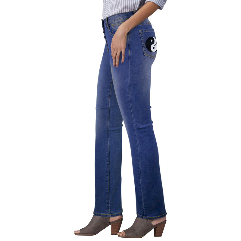 yinyangrecord2 Women's Jeans (Back Printing) (Model L75)