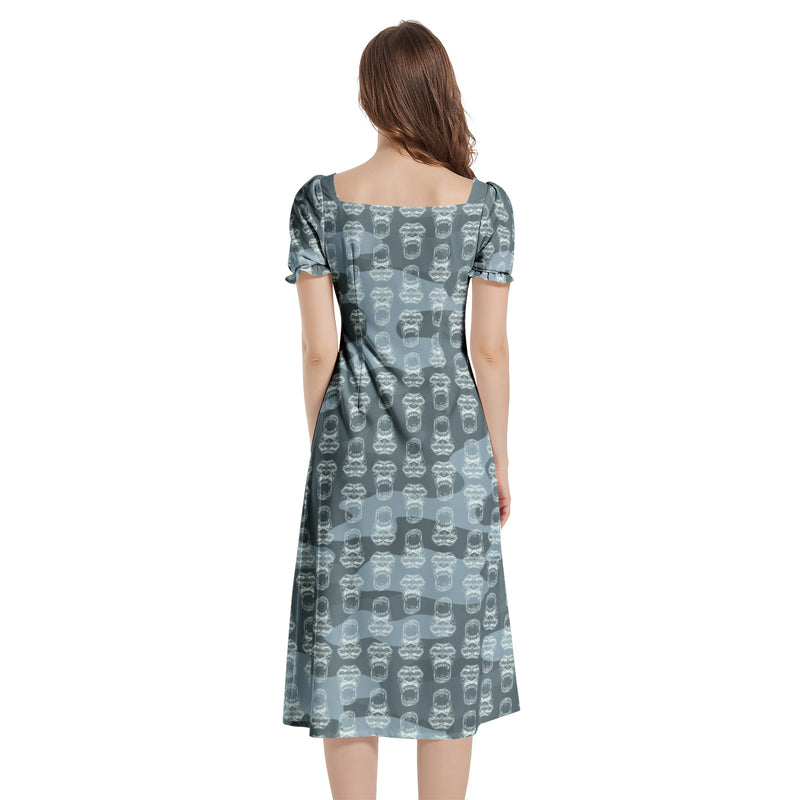 Puff Sleeve Split Thigh Midi Dress - Objet D'Art
