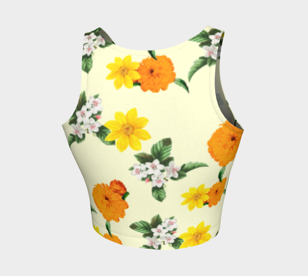 Pale Yellow Floral Garden Crop Top - Objet D'Art