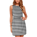 bw bold striped print 2 Eos Women's Sleeveless Dress (Model D01) - Objet D'Art
