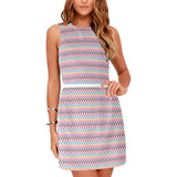 color geo print 7BA Eos Women's Sleeveless Dress (Model D01) - Objet D'Art
