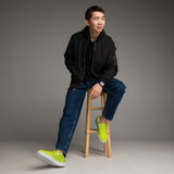 Lime Green Matrix Men’s slip-on canvas shoes - Objet D'Art