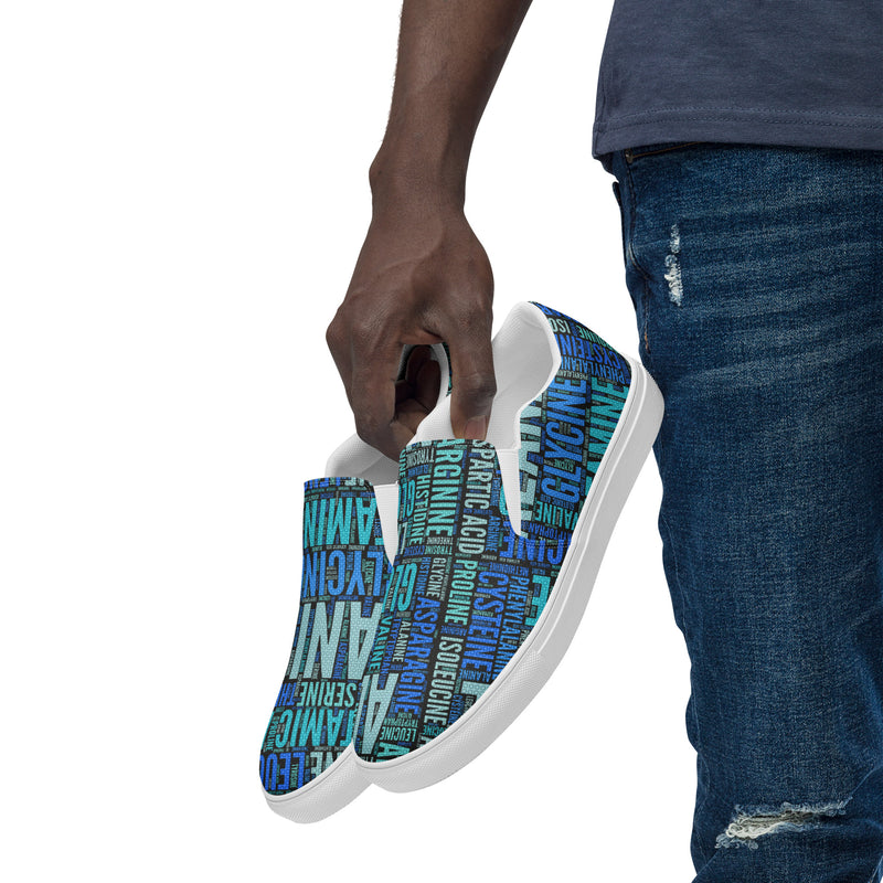 Amino Acid Word Cloud Men’s slip-on canvas shoes - Objet D'Art