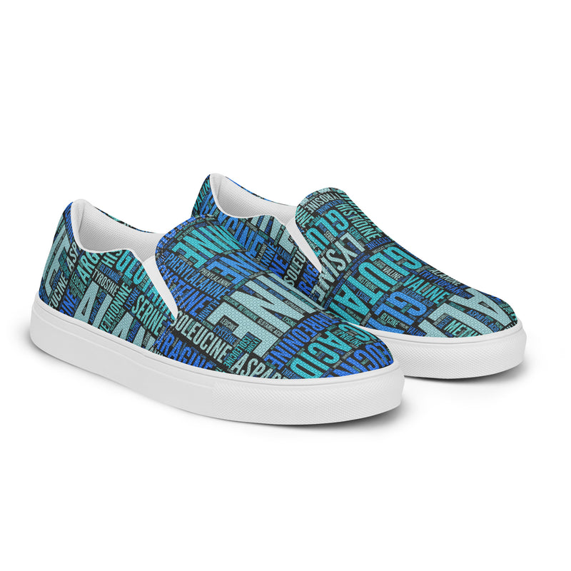 Amino Acid Word Cloud Men’s slip-on canvas shoes - Objet D'Art