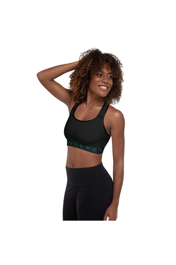 Jade & Black Periodic Table Padded Sports Bra - Objet D'Art