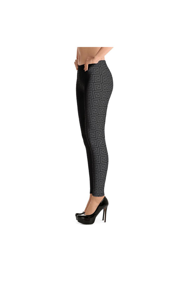 Subdued Greek Key Leggings - Objet D'Art