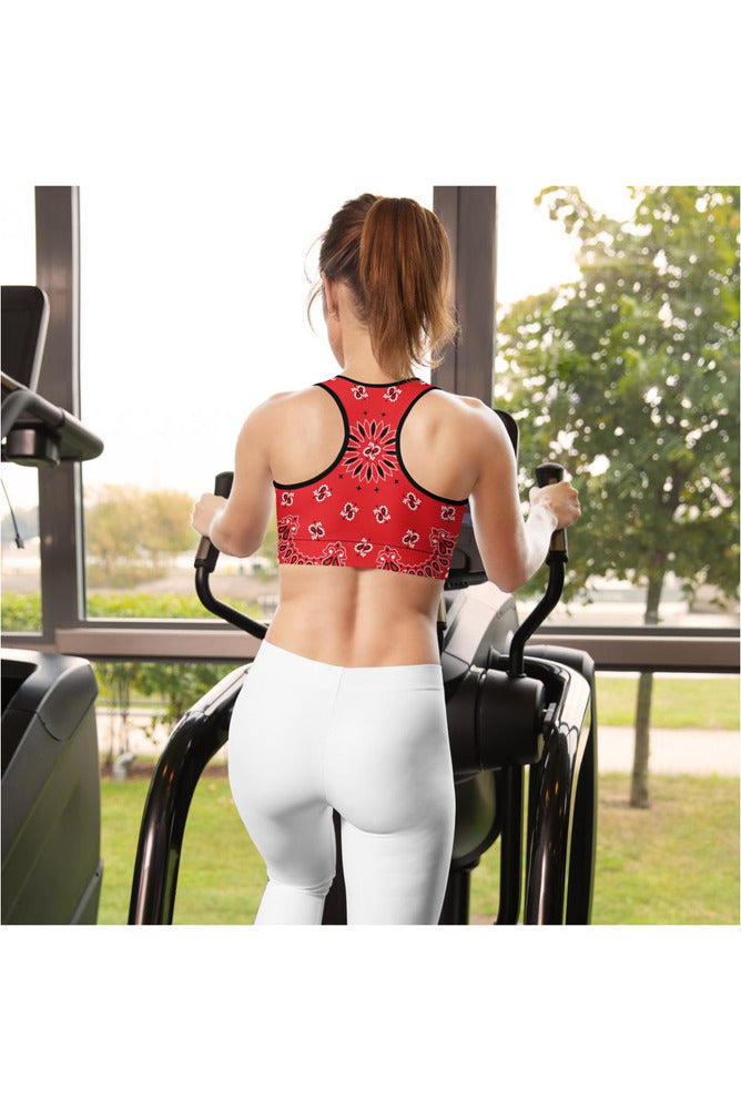 Red Bandana Padded Sports Bra - Objet D'Art