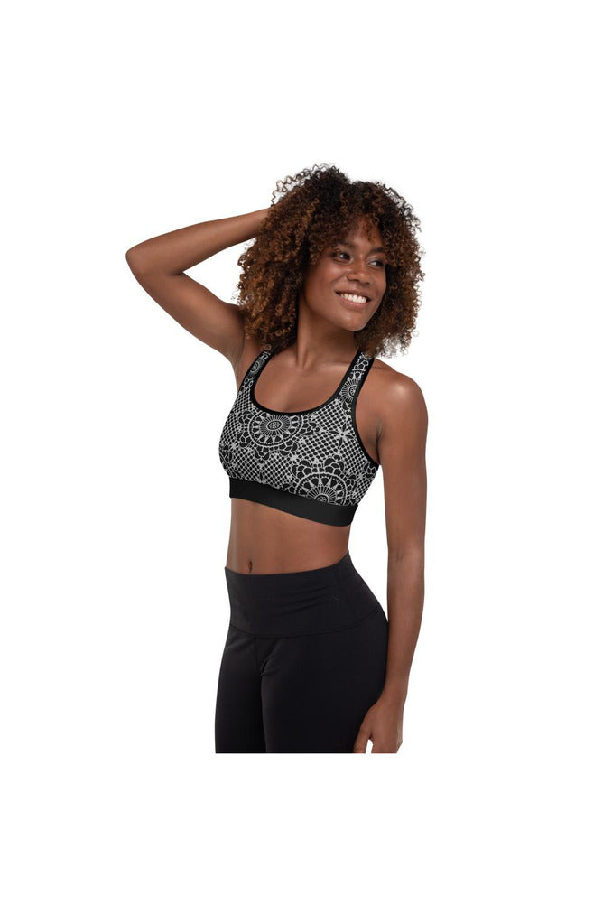 Silver Mandala Padded Sports Bra - Objet D'Art