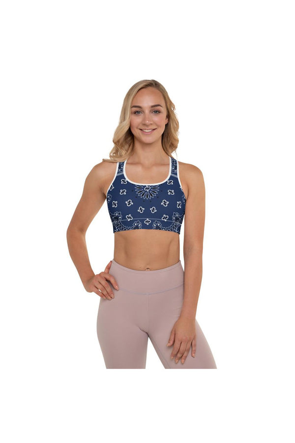 Blue Bandana Padded Sports Bra - Objet D'Art