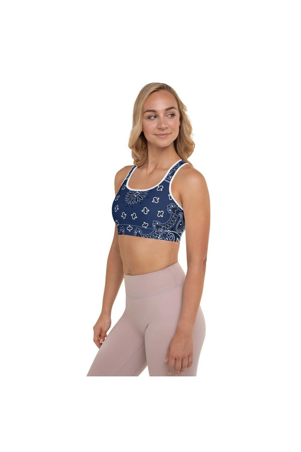 Blue Bandana Padded Sports Bra - Objet D'Art