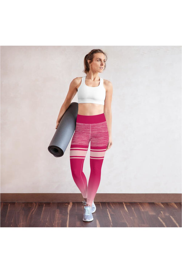Pink Striped Mid Thigh Yoga Leggings - Objet D'Art