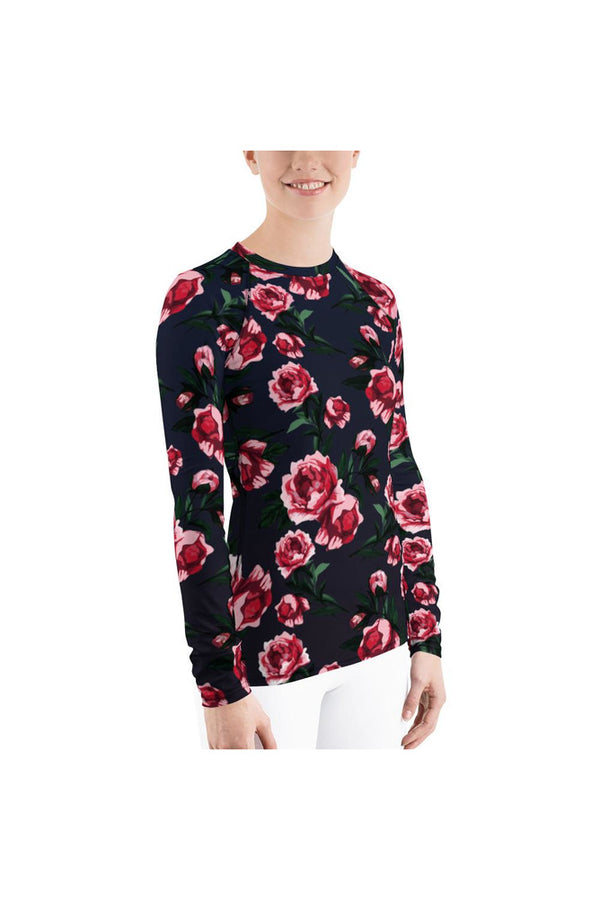 Floral Twilight Women's Rash Guard - Objet D'Art