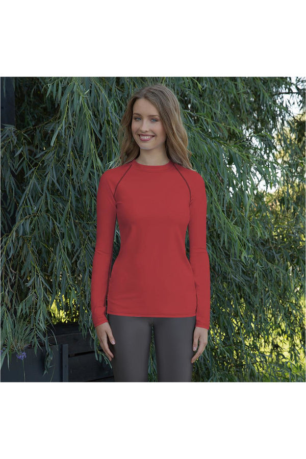 Coral Orange Women's Rash Guard - Objet D'Art