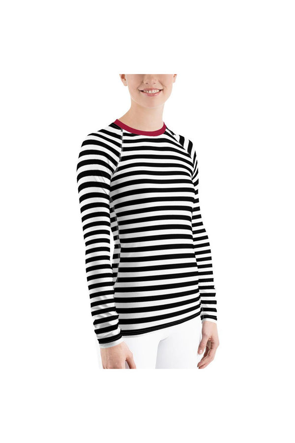 Jester Red Stripe Women's Rash Guard - Objet D'Art