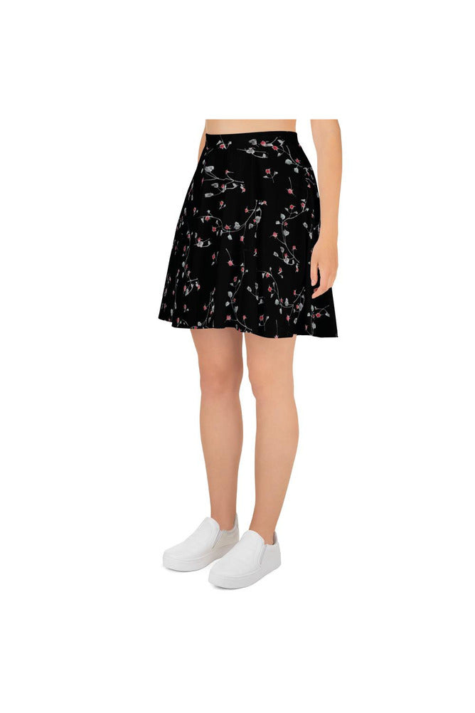 Small Red Blossoms Skater Skirt - Objet D'Art