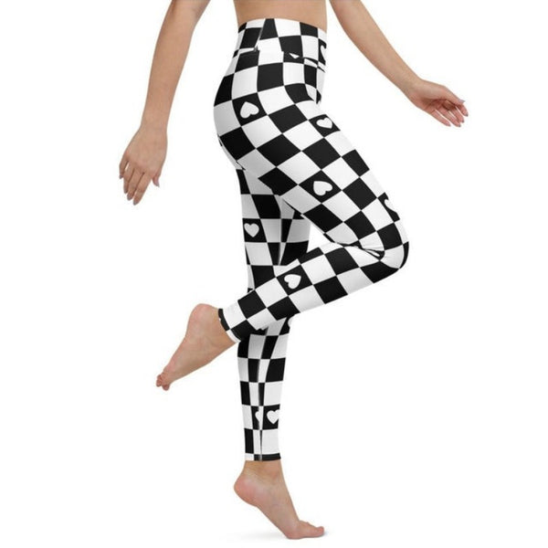 Checkered Hearts Yoga Leggings - Objet D'Art