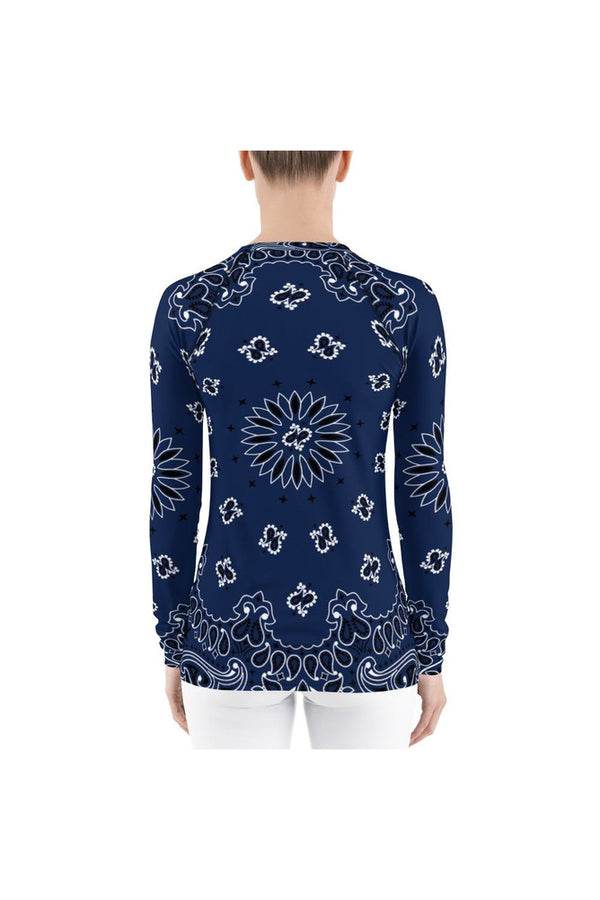 Classic Blue Bandana Women's Rash Guard - Objet D'Art