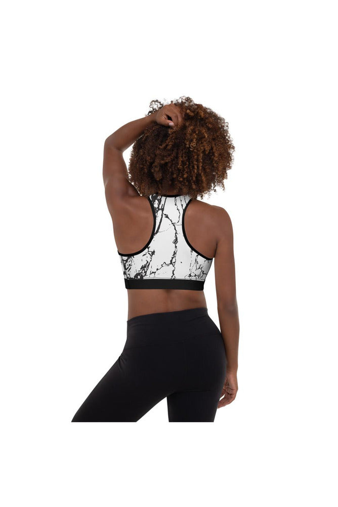 White Marble Padded Sports Bra - Objet D'Art