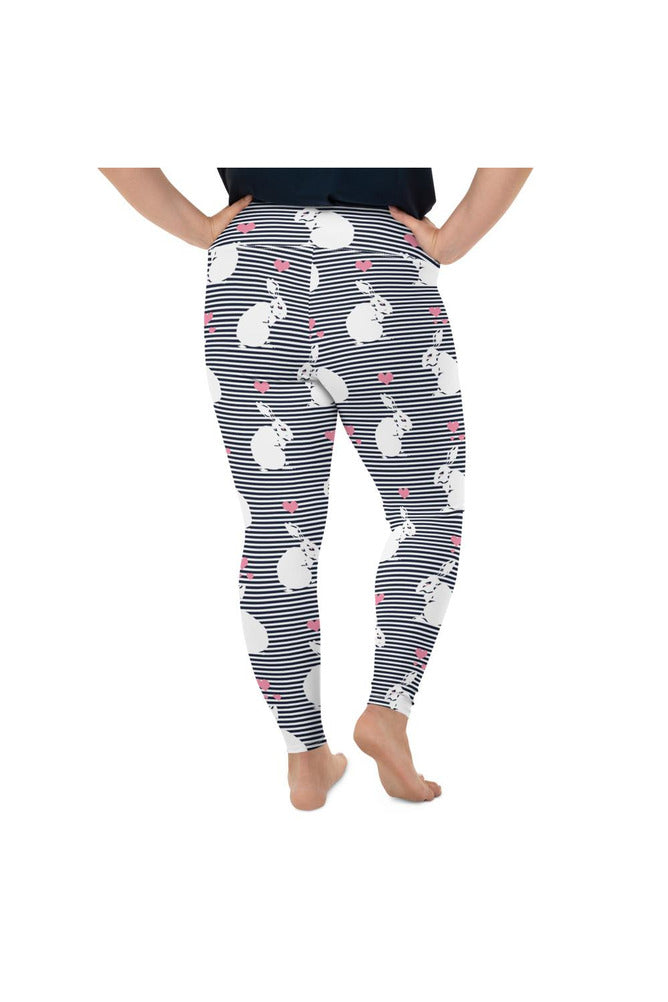 White Rabbit & Pink Hearts Plus Size Leggings - Objet D'Art