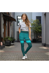 Sea Green Mid Thigh Yoga Leggings - Objet D'Art