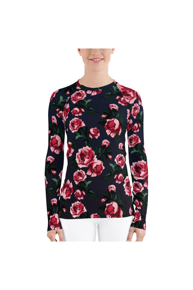 Floral Twilight Women's Rash Guard - Objet D'Art