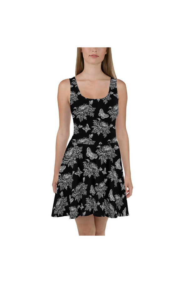 Chrysanthemum and Butterflies Skater Dress - Objet D'Art