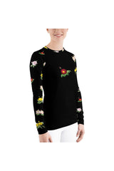 Floral Women's Rash Guard - Objet D'Art