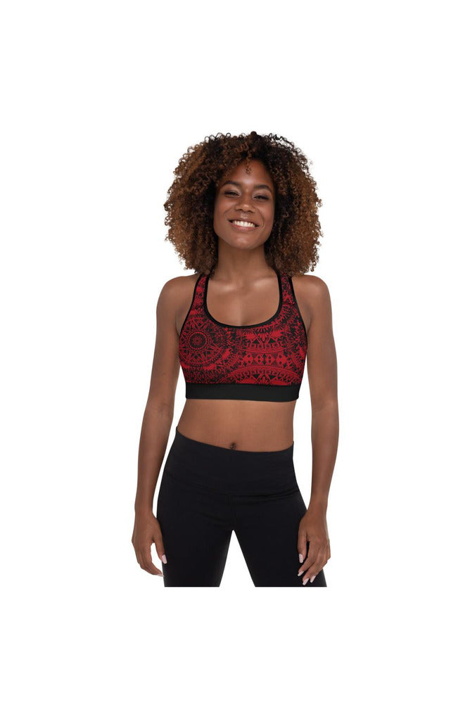 Red & Black Mandala Padded Sports Bra - Objet D'Art