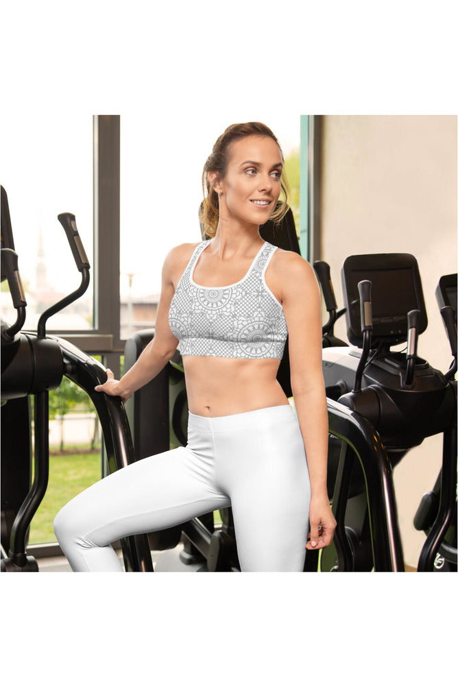 Silver Mandala Padded Sports Bra - Objet D'Art