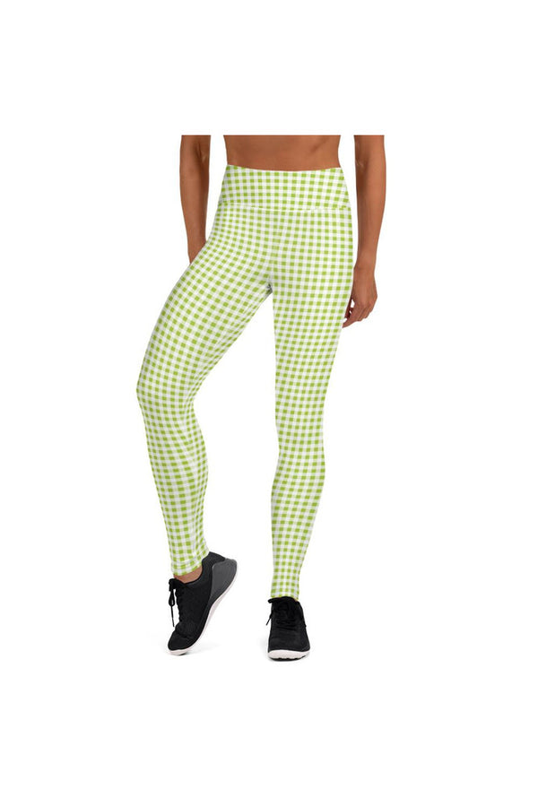 Lime Green Gingham Yoga Leggings - Objet D'Art