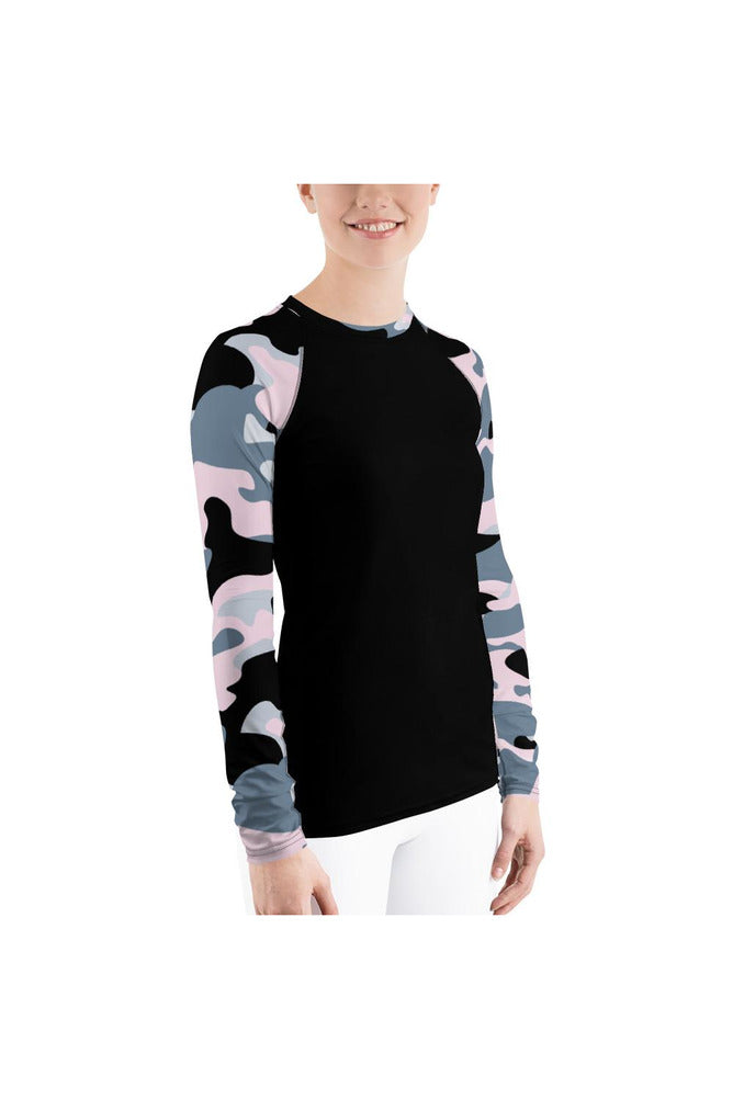 Pink Camouflage Women's Rash Guard - Objet D'Art