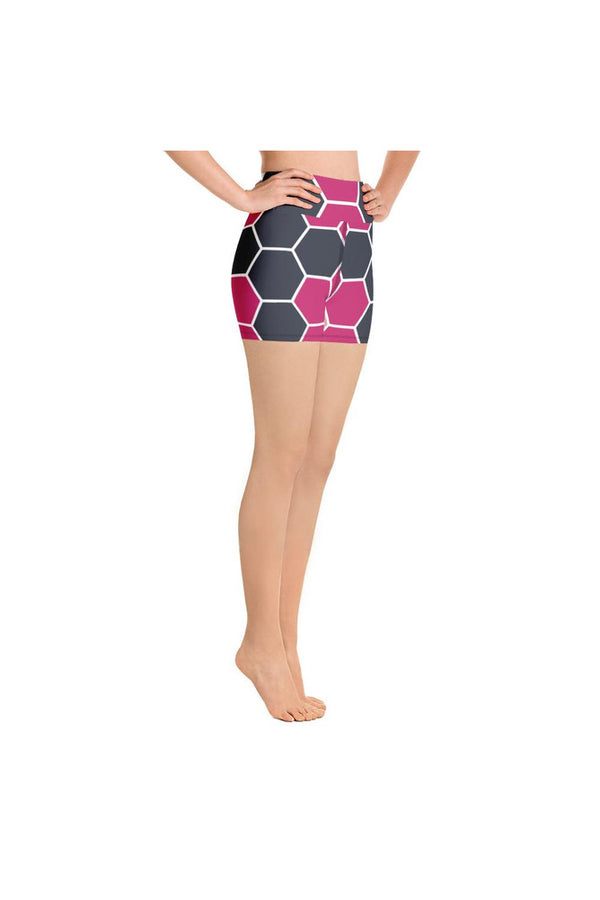 Big Pink HoneycombYoga Shorts - Objet D'Art