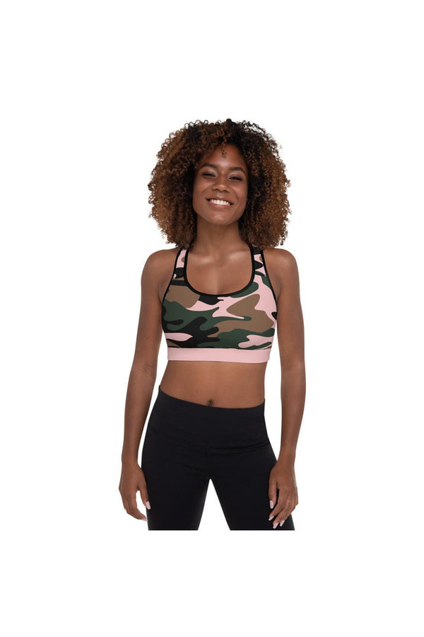 Pink Camouflage Padded Sports Bra - Objet D'Art