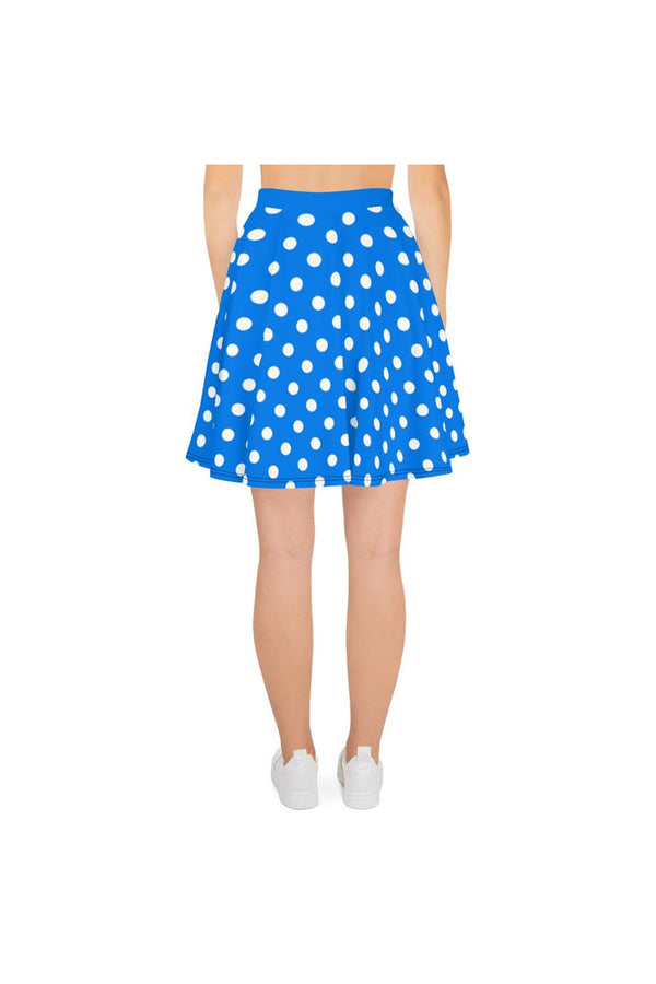 Coral Blue Polka Dot Skater Skirt - Objet D'Art