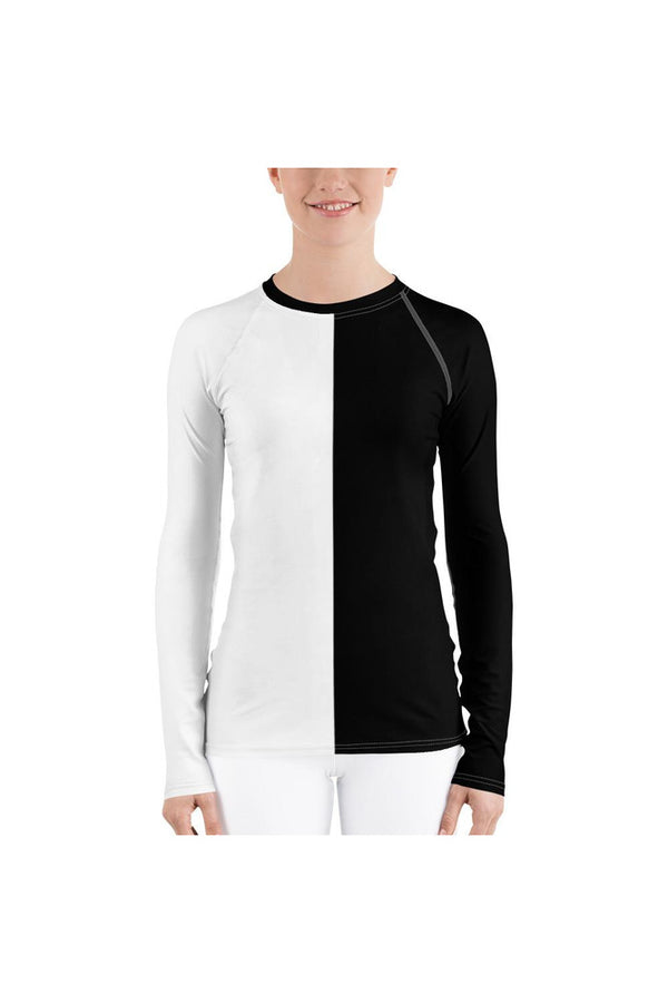 Black and White Women's Rash Guard - Objet D'Art