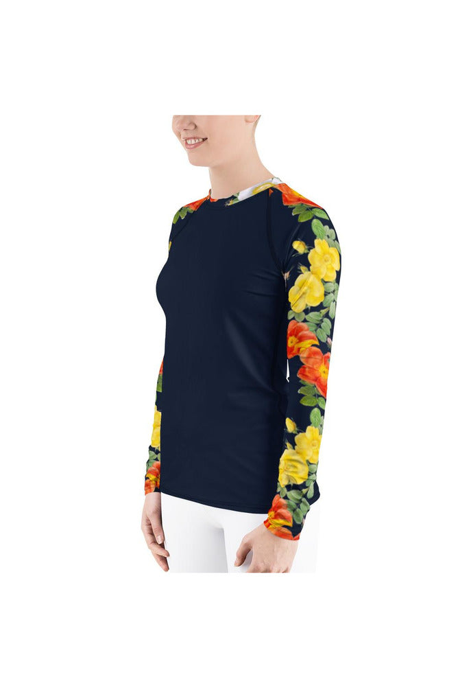 Floral Women's Rash Guard - Objet D'Art
